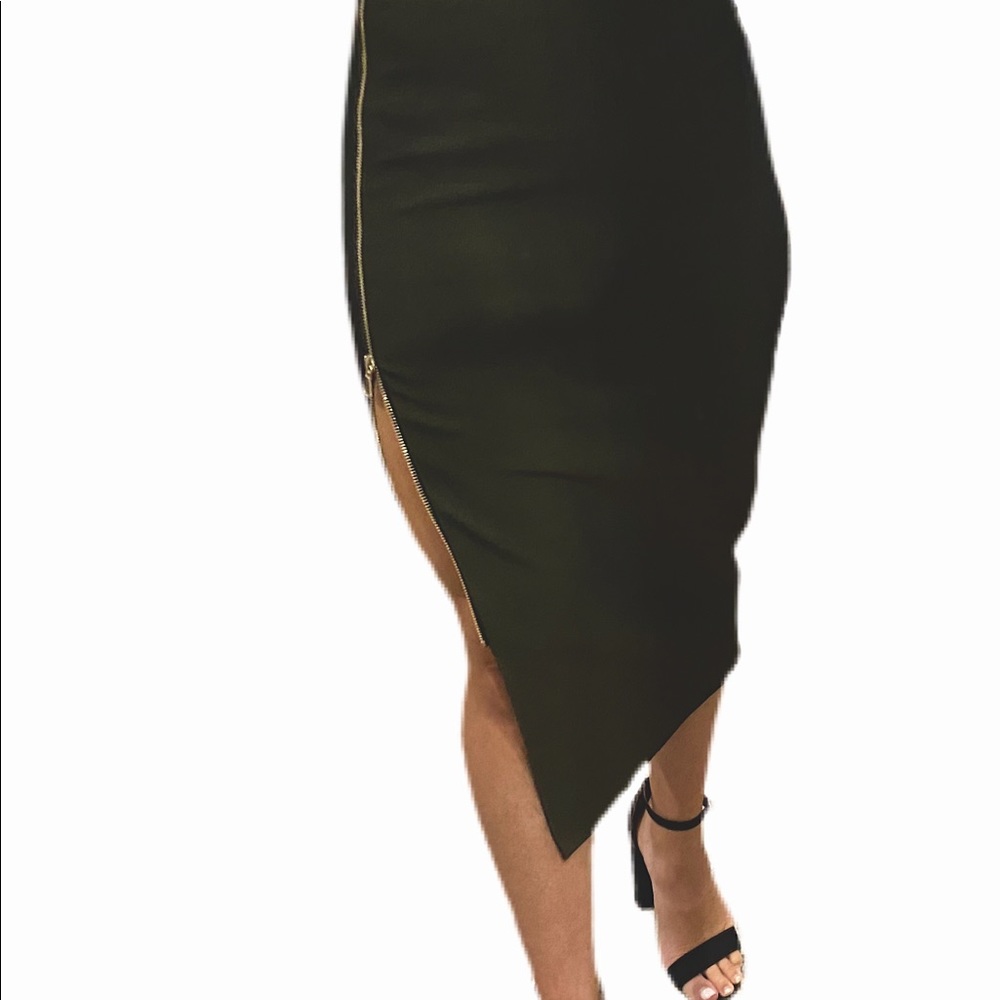 Zara Women XS army green midi skirt